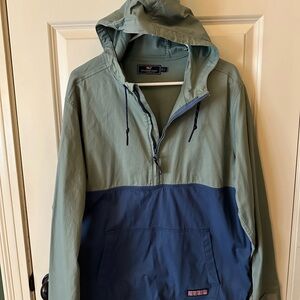 Vineyard Vines Olive and Navy Hooded Windbreaker